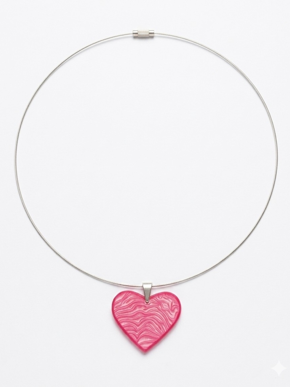 Stainless Steel Pink Heart Pendant Necklace - Unbranded